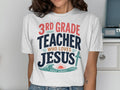 White t-shirt with "3rd Grade Teacher Who Loves Jesus" and "Gulf Coast" text.