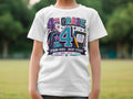 "4th Grade" t-shirt with backpack, books, pencil, and motivational text.