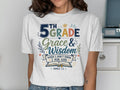 "5th Grade Grace & Wisdom" graphic on a white t-shirt, with "James 1:5".