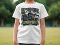 "5th Grade" shirt with backpack, notebook, and motivational text.