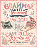 Grammar matters because communication matters, capitalize kindness. Encouraging others.