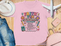 "Faith Fun First Grade" t-shirt with Bible verse and positive affirmations.