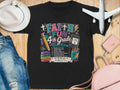 Black t-shirt with "Faith Fun 4th Grade" graphic and inspirational school-related phrases.