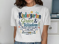 T-shirt with "Kindergarten Grace & Wisdom" and "James 1:5" text.
