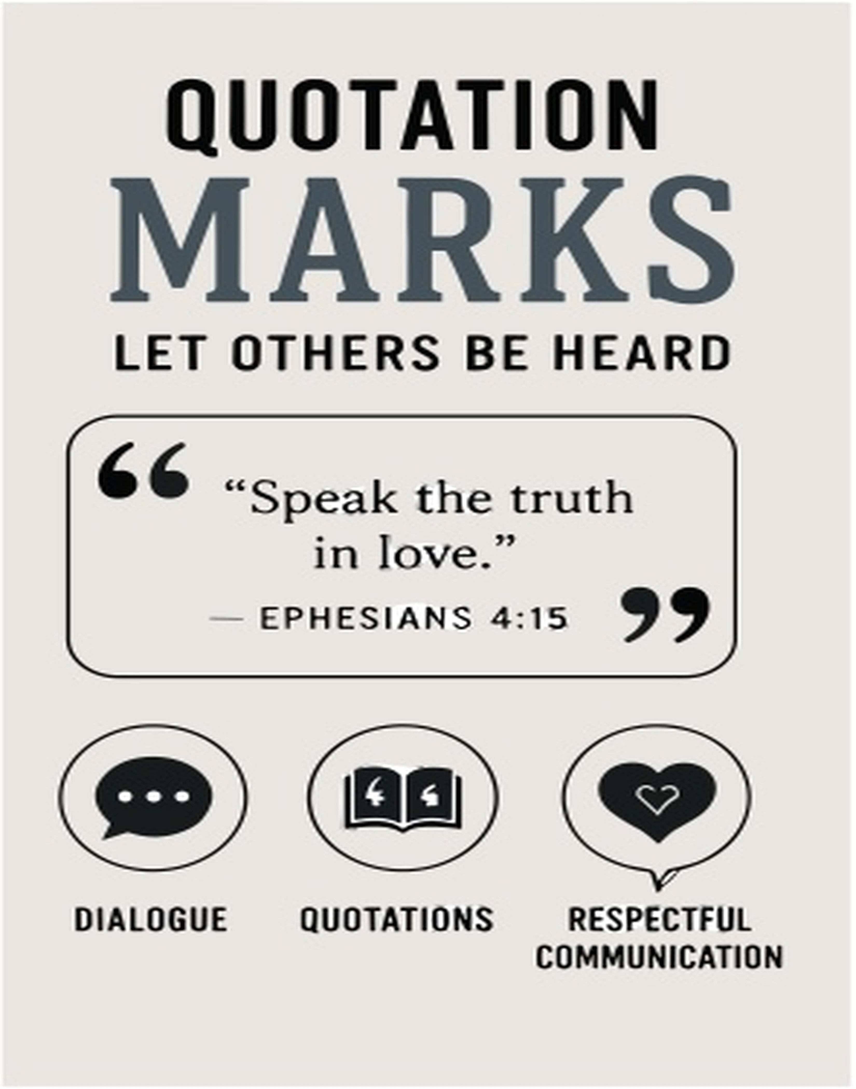 Quotation Marks with the verse "Speak the truth in love." Ephesians 4:15.