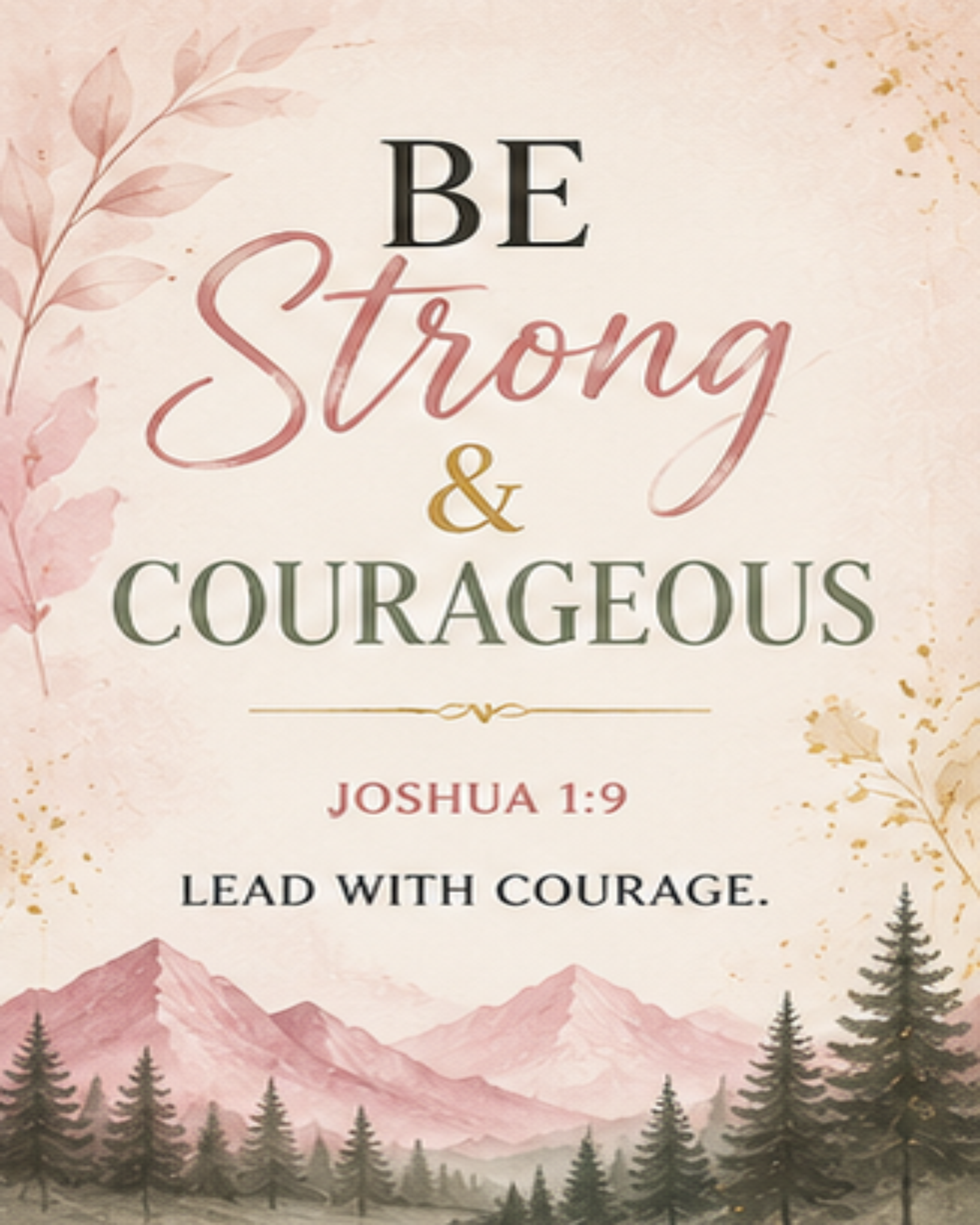 BE Strong & COURAGEOUS, JOSHUA 1:9 LEAD WITH COURAGE.