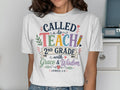 T-shirt with "Called to Teach 2nd Grade with Grace & Wisdom" text.