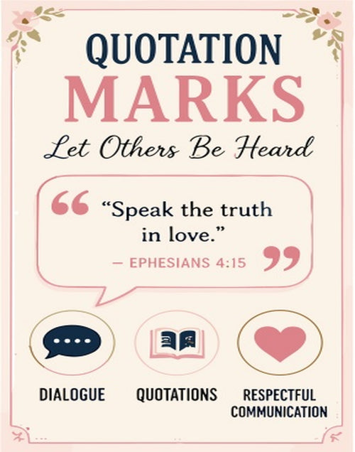 Quotation marks, dialogue, quotations, respectful communication, and Ephesians 4:15.