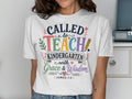 T-shirt with "Called to Teach Kindergarten with Grace & Wisdom" and James 1:5.
