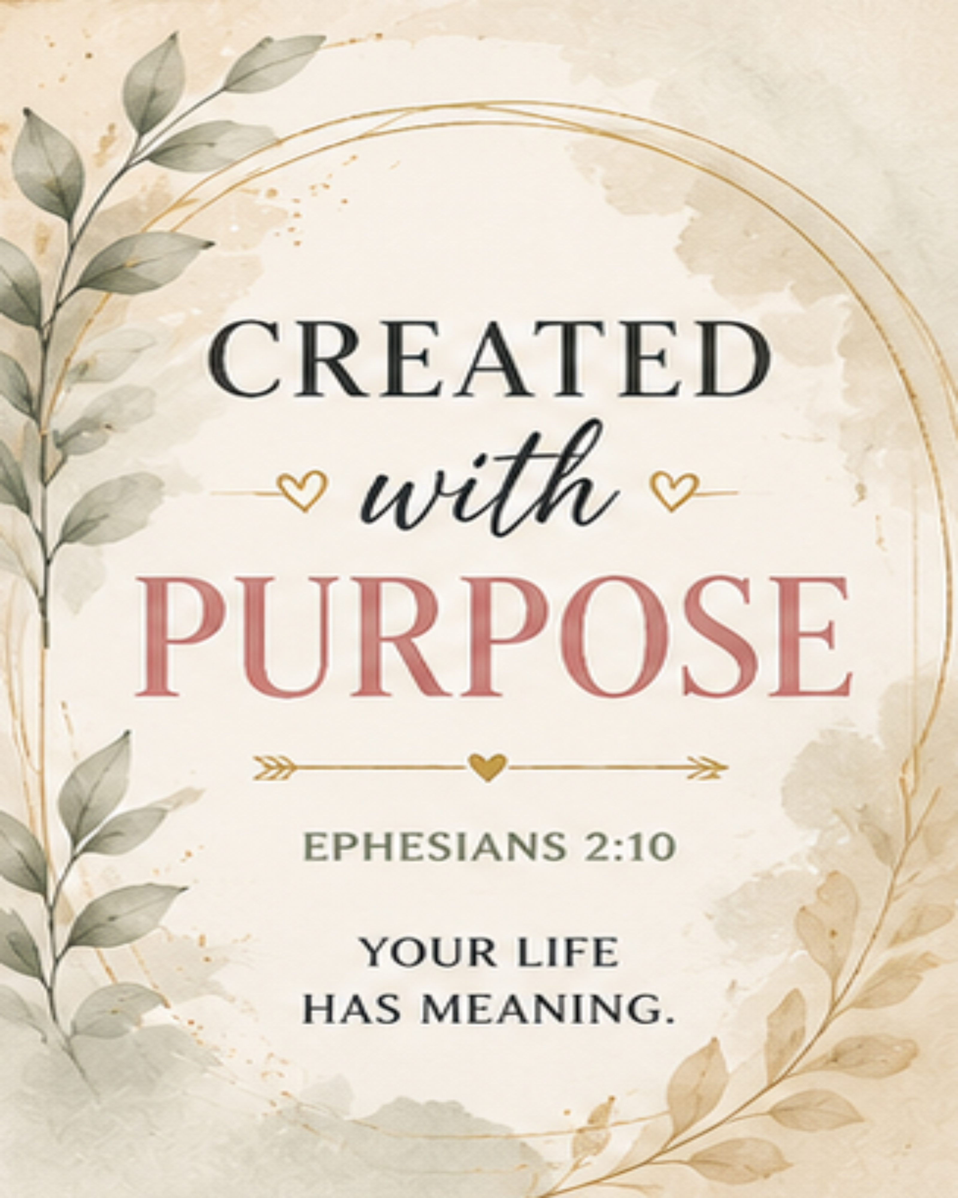 Created with Purpose, Ephesians 2:10, Your life has meaning.
