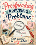 "Proofreading Prevents Problems" text with proofreading tools and examples.