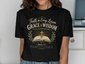 T-shirt with "Faith in Every Lesson Grace & Wisdom Classroom" and Bible verse.